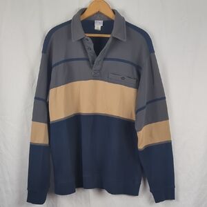 HABBAND Casual Joe Men's Large Blue Tan Polo Sweater